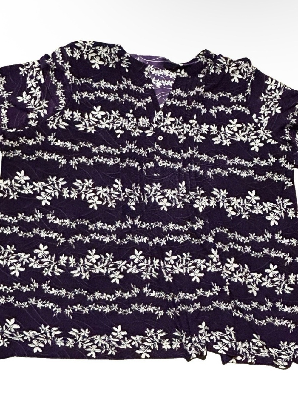Women’s Croft & Barrow Plus Size Purple White Floral Blouse Size 2X